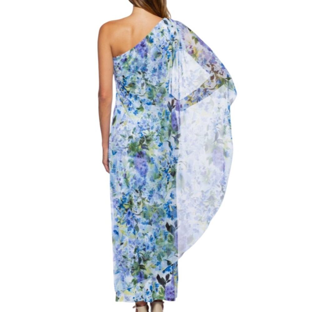 Marina Floral One Shoulder Maxi Dress - Green Multi Size 6 - Picture 2 of 8